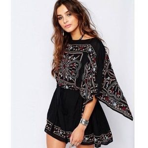 Free people embroidered dress w flutter sleeves